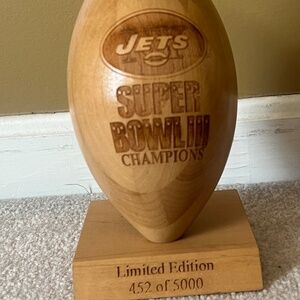 New York Jets Vintage Collectors Super Bowl Football Plaque